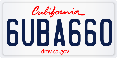 CA license plate 6UBA660