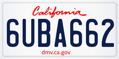 CA license plate 6UBA662