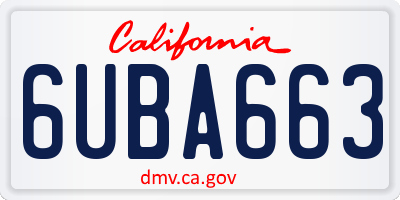 CA license plate 6UBA663