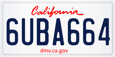 CA license plate 6UBA664