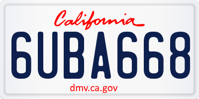 CA license plate 6UBA668