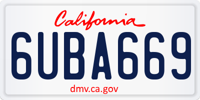 CA license plate 6UBA669