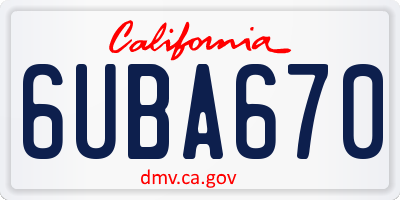 CA license plate 6UBA670