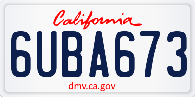 CA license plate 6UBA673
