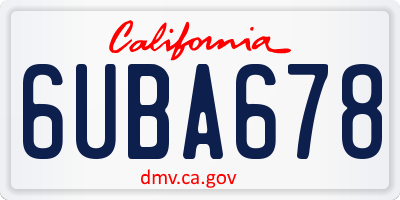 CA license plate 6UBA678