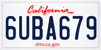CA license plate 6UBA679