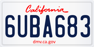 CA license plate 6UBA683