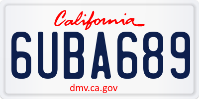 CA license plate 6UBA689