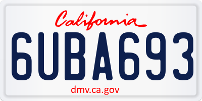 CA license plate 6UBA693