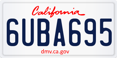 CA license plate 6UBA695