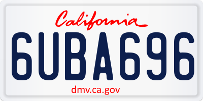CA license plate 6UBA696