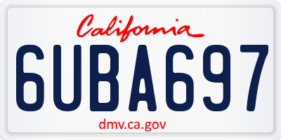CA license plate 6UBA697