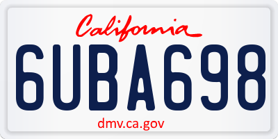 CA license plate 6UBA698