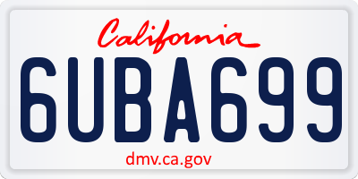 CA license plate 6UBA699