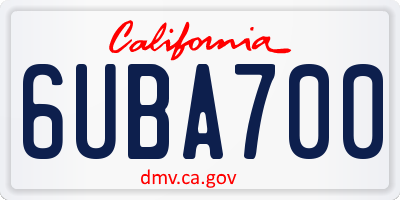 CA license plate 6UBA700