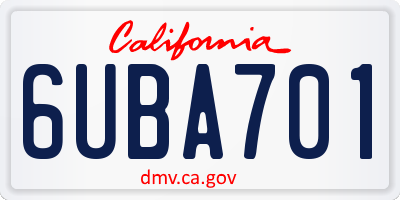 CA license plate 6UBA701