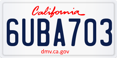 CA license plate 6UBA703