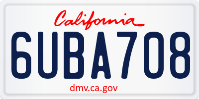CA license plate 6UBA708