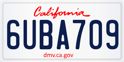 CA license plate 6UBA709