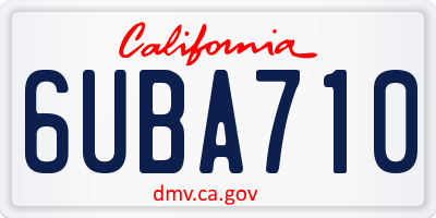 CA license plate 6UBA710