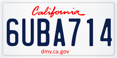 CA license plate 6UBA714