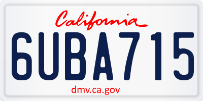CA license plate 6UBA715