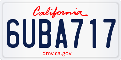 CA license plate 6UBA717