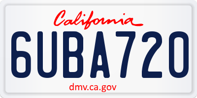 CA license plate 6UBA720