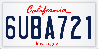 CA license plate 6UBA721
