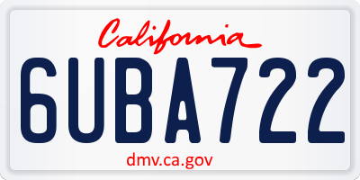 CA license plate 6UBA722