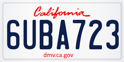 CA license plate 6UBA723