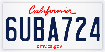 CA license plate 6UBA724