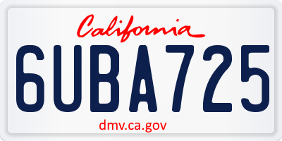CA license plate 6UBA725