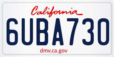 CA license plate 6UBA730