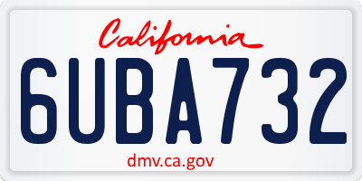 CA license plate 6UBA732