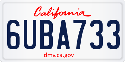 CA license plate 6UBA733