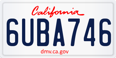 CA license plate 6UBA746