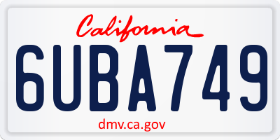 CA license plate 6UBA749