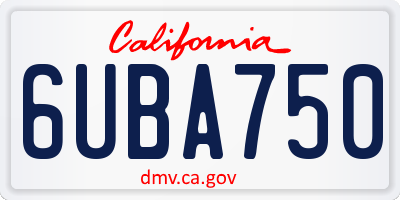 CA license plate 6UBA750
