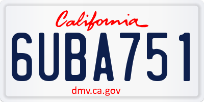 CA license plate 6UBA751
