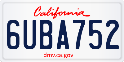 CA license plate 6UBA752