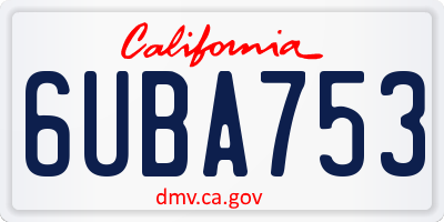 CA license plate 6UBA753