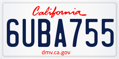 CA license plate 6UBA755