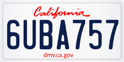 CA license plate 6UBA757