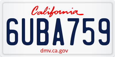 CA license plate 6UBA759