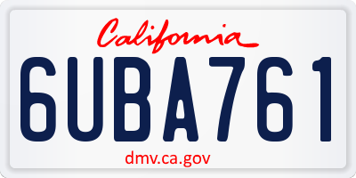 CA license plate 6UBA761