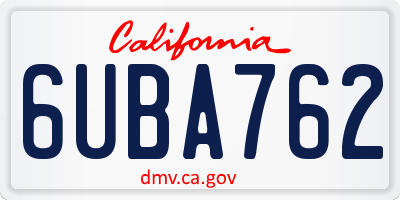 CA license plate 6UBA762
