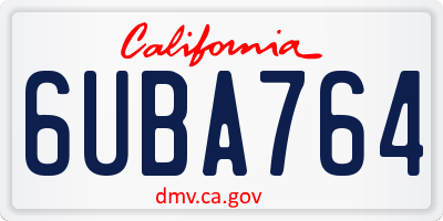 CA license plate 6UBA764