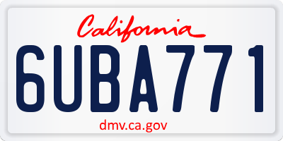 CA license plate 6UBA771
