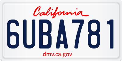 CA license plate 6UBA781